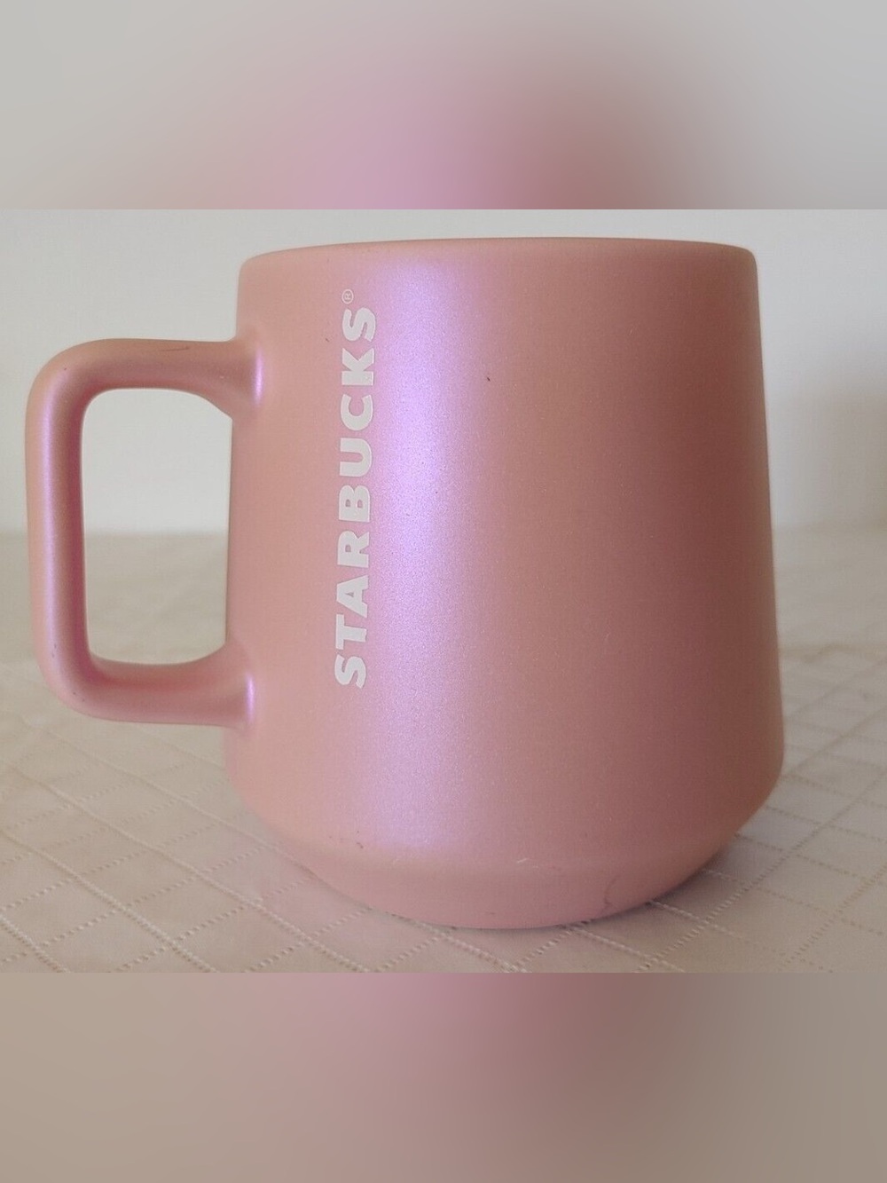 Starbucks Iridescent Pink Ceramic Mug with White Logo